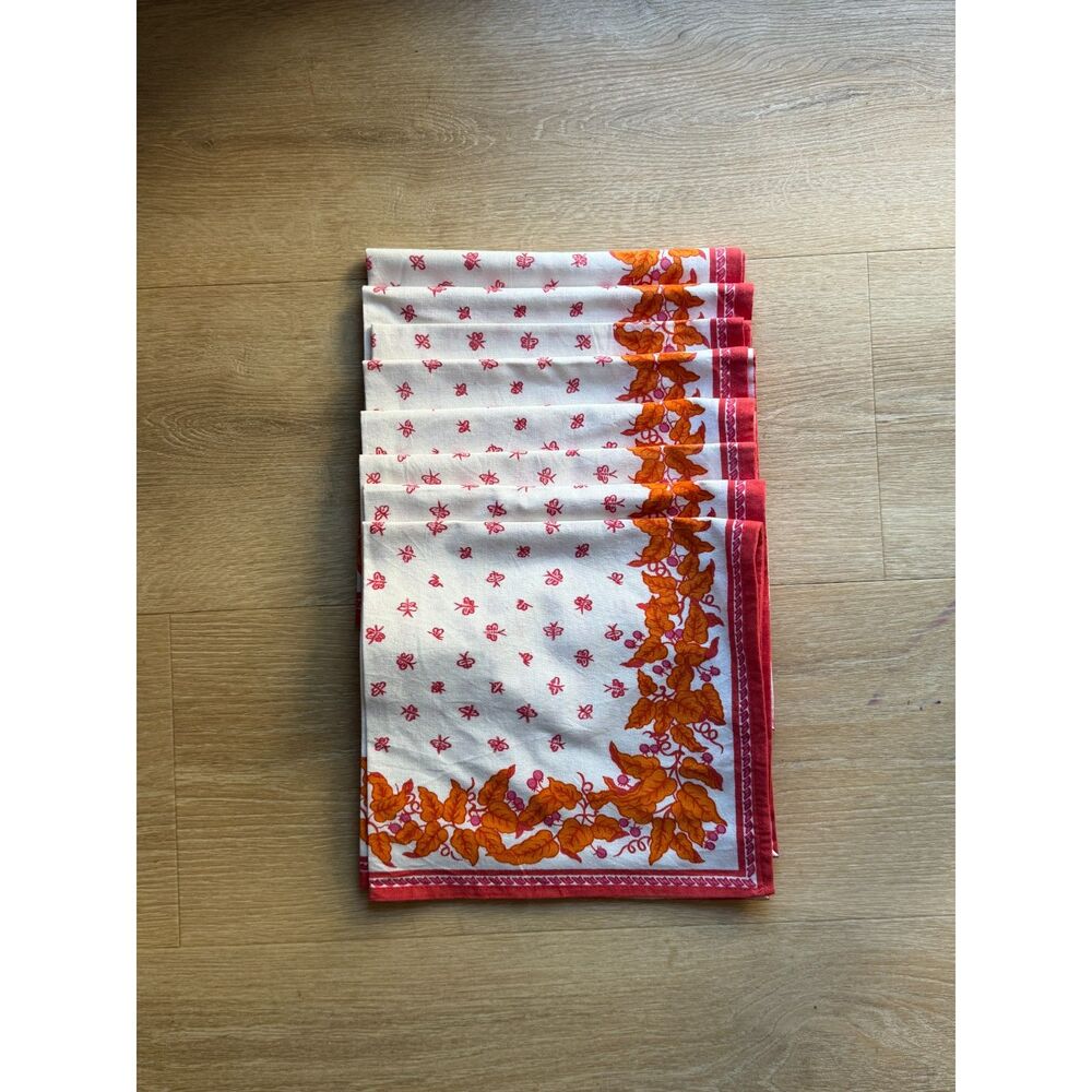 Vintage Williams Sonoma Napkins Floral Boho Set of 8